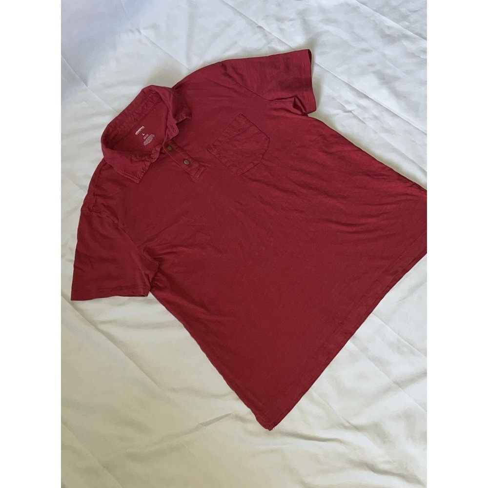 Sonoma Men's Red Solid Cotton Short Sleeve Collared Polo Shirt, Size L Read